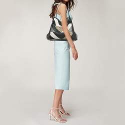 Pre Owned Coach Black Leather and Snakeskin Embossed Patchwork Edie Shoulder Bag