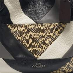 Pre Owned Coach Black Leather and Snakeskin Embossed Patchwork Edie Shoulder Bag
