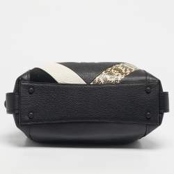 Pre Owned Coach Black Leather and Snakeskin Embossed Patchwork Edie Shoulder Bag