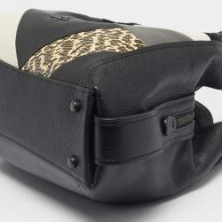 Pre Owned Coach Black Leather and Snakeskin Embossed Patchwork Edie Shoulder Bag