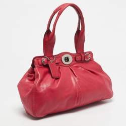 Pre Owned Coach Pink Leather Pleated Garnet Shoulder Bag