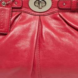 Pre Owned Coach Pink Leather Pleated Garnet Shoulder Bag