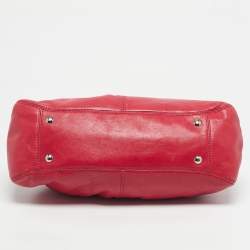 Pre Owned Coach Pink Leather Pleated Garnet Shoulder Bag