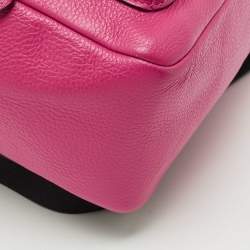 Pre Owned Coach Pink/Black Leather and Nylon Charlie Backpack