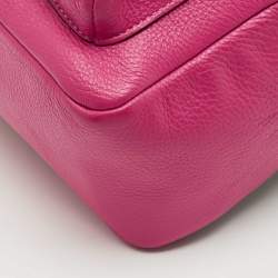 Pre Owned Coach Pink/Black Leather and Nylon Charlie Backpack