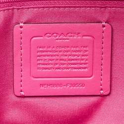 Pre Owned Coach Pink/Black Leather and Nylon Charlie Backpack