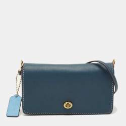 Pre Owned Coach Blue Leather Dinky Crossbody Bag