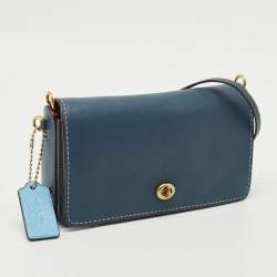 Pre Owned Coach Blue Leather Dinky Crossbody Bag