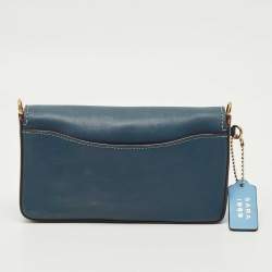 Pre Owned Coach Blue Leather Dinky Crossbody Bag