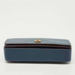 Pre Owned Coach Blue Leather Dinky Crossbody Bag
