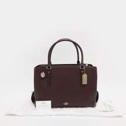 Pre Owned Coach Burgundy Leather Brooklyn Carryall Satchel