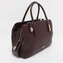 Pre Owned Coach Burgundy Leather Brooklyn Carryall Satchel