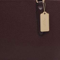 Pre Owned Coach Burgundy Leather Brooklyn Carryall Satchel