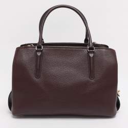 Pre Owned Coach Burgundy Leather Brooklyn Carryall Satchel