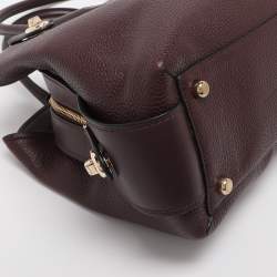 Pre Owned Coach Burgundy Leather Brooklyn Carryall Satchel