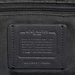 Pre Owned Coach Black/Dark Brown Signature Coated Canvas and Leather City Zip Tote