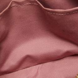 Pre Owned Coach Pink/Beige Signature Coated Canvas and Leather Mini Camera Crossbody Bag