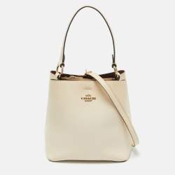 Pre Owned Coach Ivory Leather Small Town Bucket Bag