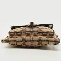 Pre Owned Coach Beige/Brown Signature Canvas and Leather Legacy Crossbody Bag
