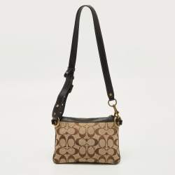 Pre Owned Coach Beige/Brown Signature Canvas and Leather Legacy Crossbody Bag