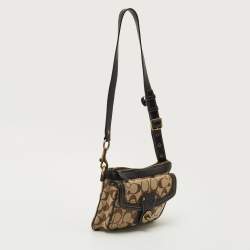 Pre Owned Coach Beige/Brown Signature Canvas and Leather Legacy Crossbody Bag