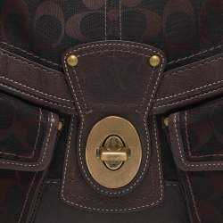 Pre Owned Coach Brown Signature Canvas and Leather Legacy Leigh Shoulder Bag