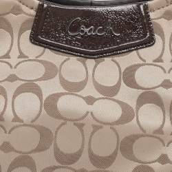 Pre Owned Coach Beige Canvas and Patent Leather Ashley Hobo