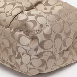 Pre Owned Coach Beige Canvas and Patent Leather Ashley Hobo