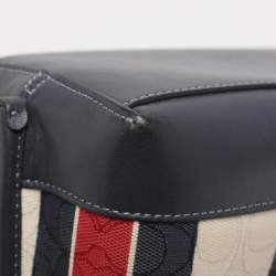 Pre Owned Coach Multicolor Stripe Canvas and Leather Mollie Bucket Bag