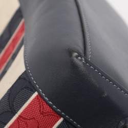 Pre Owned Coach Multicolor Stripe Canvas and Leather Mollie Bucket Bag