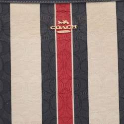 Pre Owned Coach Multicolor Stripe Canvas and Leather Mollie Bucket Bag