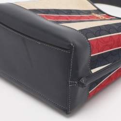 Pre Owned Coach Multicolor Stripe Canvas and Leather Mollie Bucket Bag