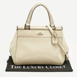 Pre Owned Coach Cream Leather Selena Grace Carryall Satchel