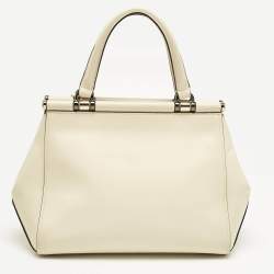 Pre Owned Coach Cream Leather Selena Grace Carryall Satchel