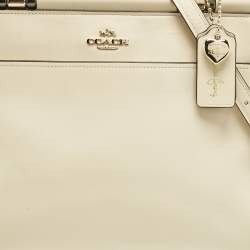 Pre Owned Coach Cream Leather Selena Grace Carryall Satchel