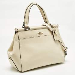 Pre Owned Coach Cream Leather Selena Grace Carryall Satchel
