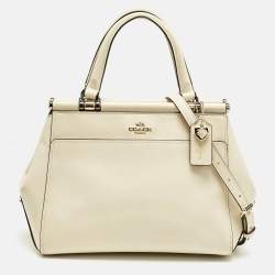 Pre Owned Coach Cream Leather Selena Grace Carryall Satchel