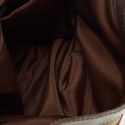 Pre Owned حقيبة هوبو كوتش سوهو لين قماش وتوقيع جلد بيج/بني