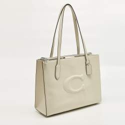 Pre Owned Coach Ivory Leather Nina Tote