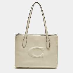 Pre Owned Coach Ivory Leather Nina Tote