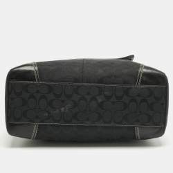 Pre Owned Coach Black Signature Canvas and Leather Front Pocket Satchel