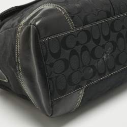 Pre Owned Coach Black Signature Canvas and Leather Front Pocket Satchel