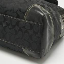 Pre Owned Coach Black Signature Canvas and Leather Front Pocket Satchel