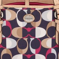 Pre Owned Coach Multicolor Leather and Satin Peyton C Tote