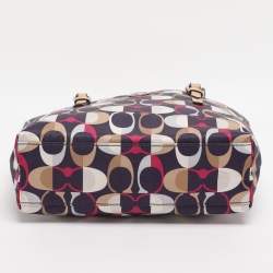 Pre Owned Coach Multicolor Leather and Satin Peyton C Tote