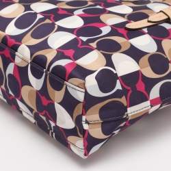 Pre Owned Coach Multicolor Leather and Satin Peyton C Tote