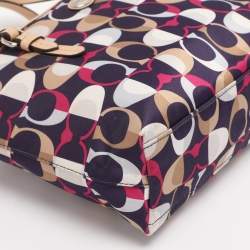 Pre Owned Coach Multicolor Leather and Satin Peyton C Tote