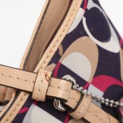 Pre Owned Coach Multicolor Leather and Satin Peyton C Tote