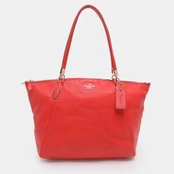 Pre Owned Coach Red Leather Kelsey Tote