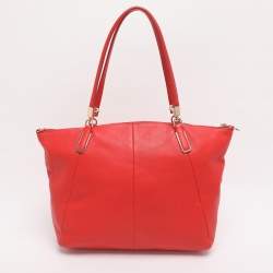Pre Owned Coach Red Leather Kelsey Tote